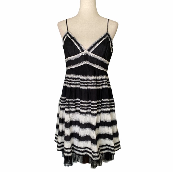 BCBGMaxazria Black White Sequin Flare Tunic Slip Dress - 10 - Picture 2 of 14